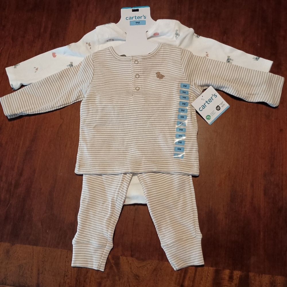 NWT Carter's‎ 3pc Farm Animal Striped Set